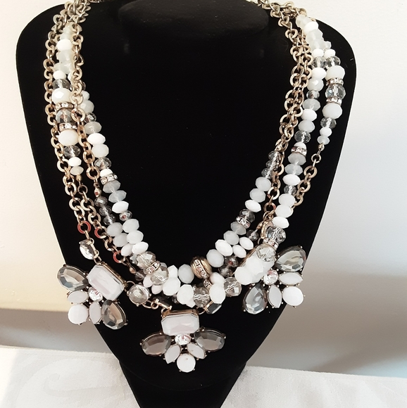 INC. Spectacular Gray & White Multi-Strand Statement Necklace - Picture 3 of 5